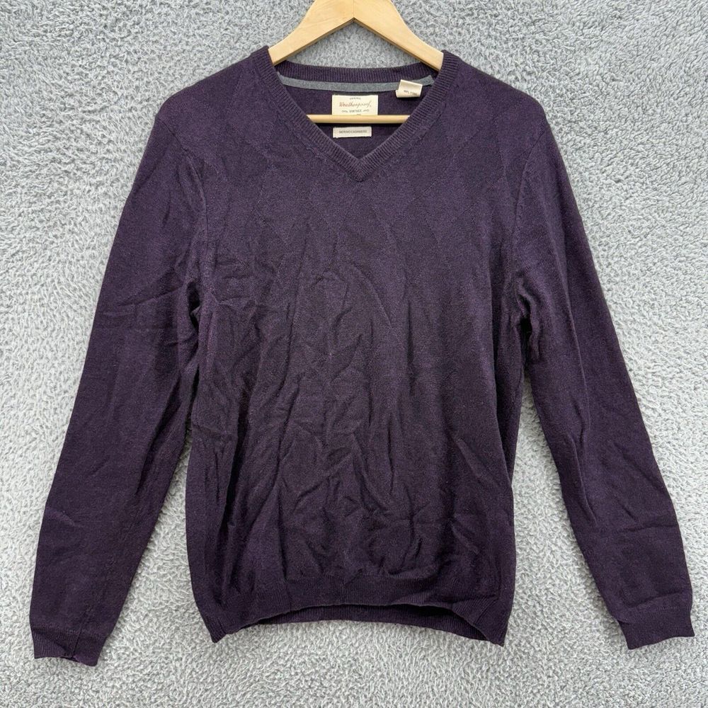 Weatherproof Sweater Vintage 1948 Womens S Purple Argyle V-Neck Merino Cashmere‎